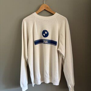 Vintage BMW White Sweatshirt with Blue Logo